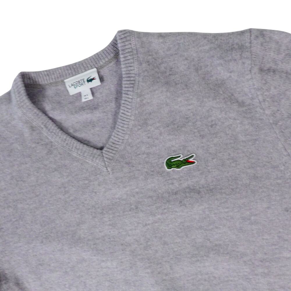 Lacoste Sport Presidents Cup Golf Wool Gray V Neck Sweater Men's Large